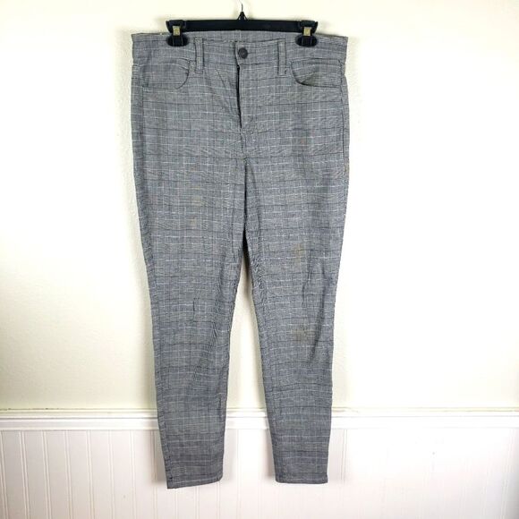 Women's American Eagle Grey Plaid Stretchy Ankle Cropped Pants Size 10R - Picture 1 of 12